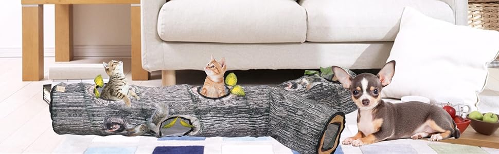 Туннель-іграшка для котів Yunso: інтерактивний, складаний, 150x65x25 см