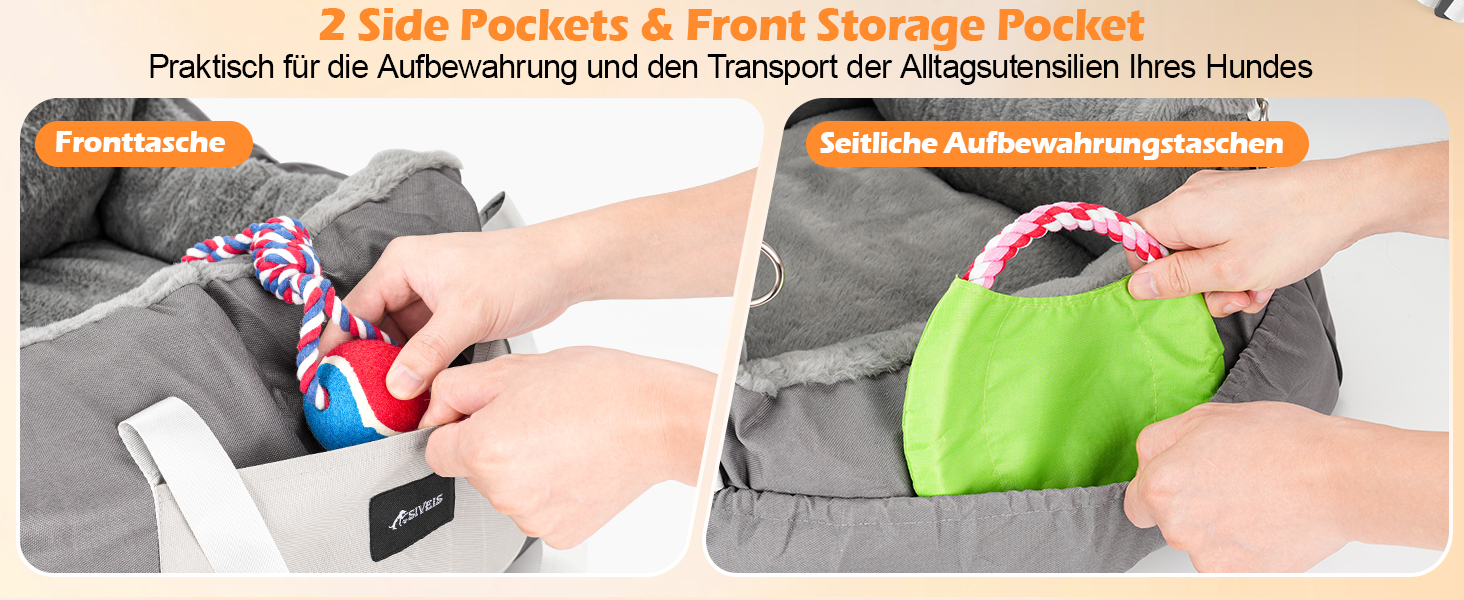 Автокрісло для собак 3-в-1 з розкладним ліжком – переносна автолюлька для маленьких собак, з м'яким матрацом, для переднього або заднього сидіння, внутрішнє та зовнішнє використання (02-Сірий)