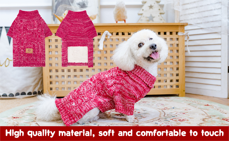 KOOLTAIL Пуловер з коміром-стойкою для собак, теплий зимовий одяг, розмір S (L, червоний)