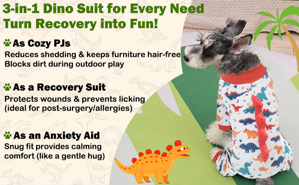 Костюм динозавра для собак CuteBone, піжама з еластичного спандексу, кристанового оксамиту, тепла та м'яка одежда для маленьких собак, теплий халат для домашніх тварин, COSP01S-DE S