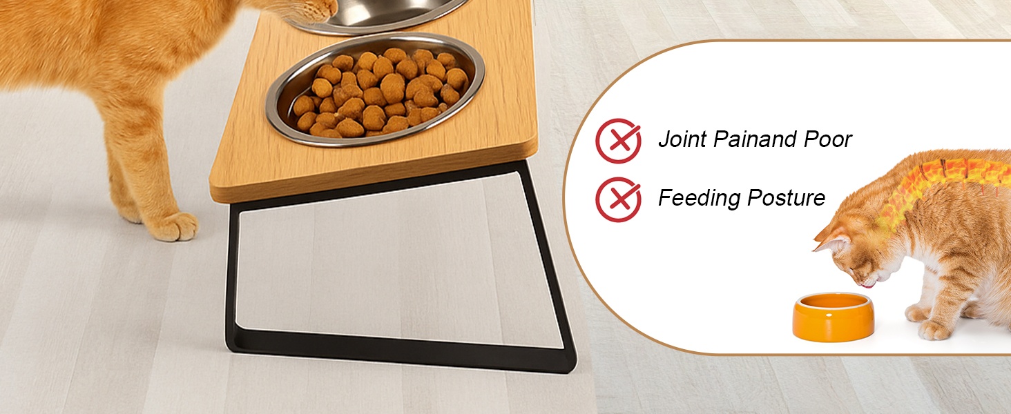 Підвищена годівниця для котів з 3 мисками з нержавіючої сталі, 15° нахил, набір мисок для котів, годівниця для котів та невеликих собак