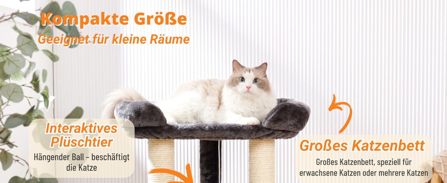 Драбина-кіготь для котів Happi N Pets 71 см, сірий. Стабільна драбина-кіготь з великим ліжком та гамаком, оббивка з сизалю. Знімний чохол.