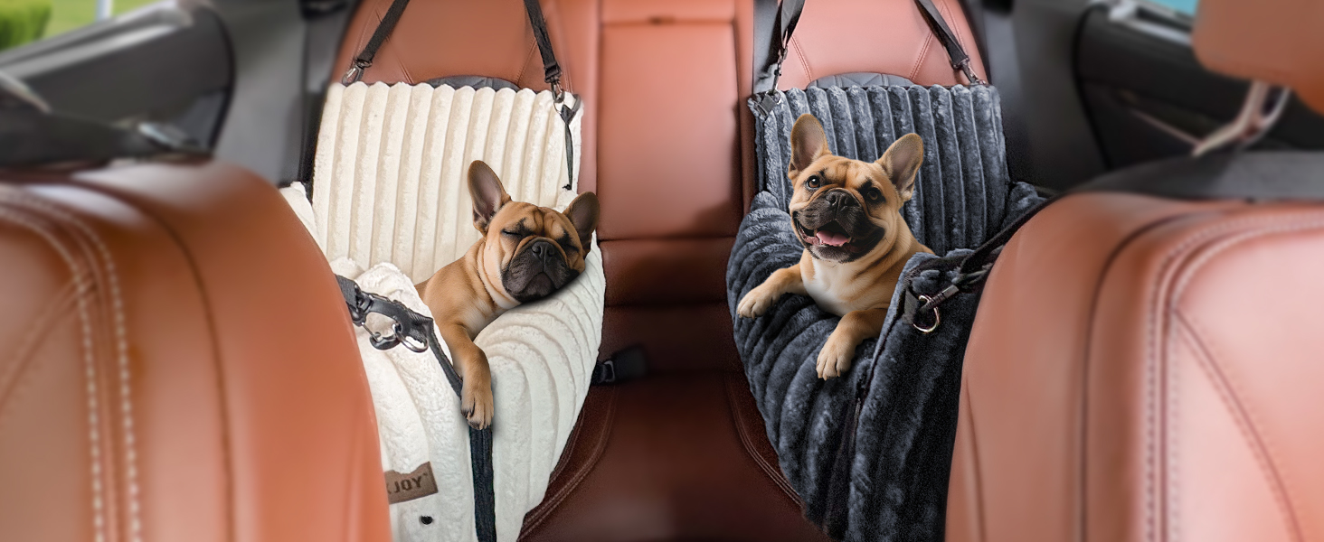 Автомобільне ліжко для собак MIXJOY: комфортне та безпечне місце для маленьких та середніх собак. Зручне кріплення, миється, з пам'яті-піни, сіре.