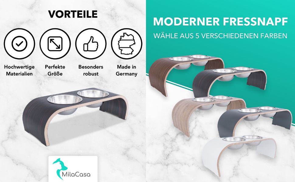 Набір мисок для собак ilaCasa Hundenapf - 2 шт., підняті, для корму та води, Makassar