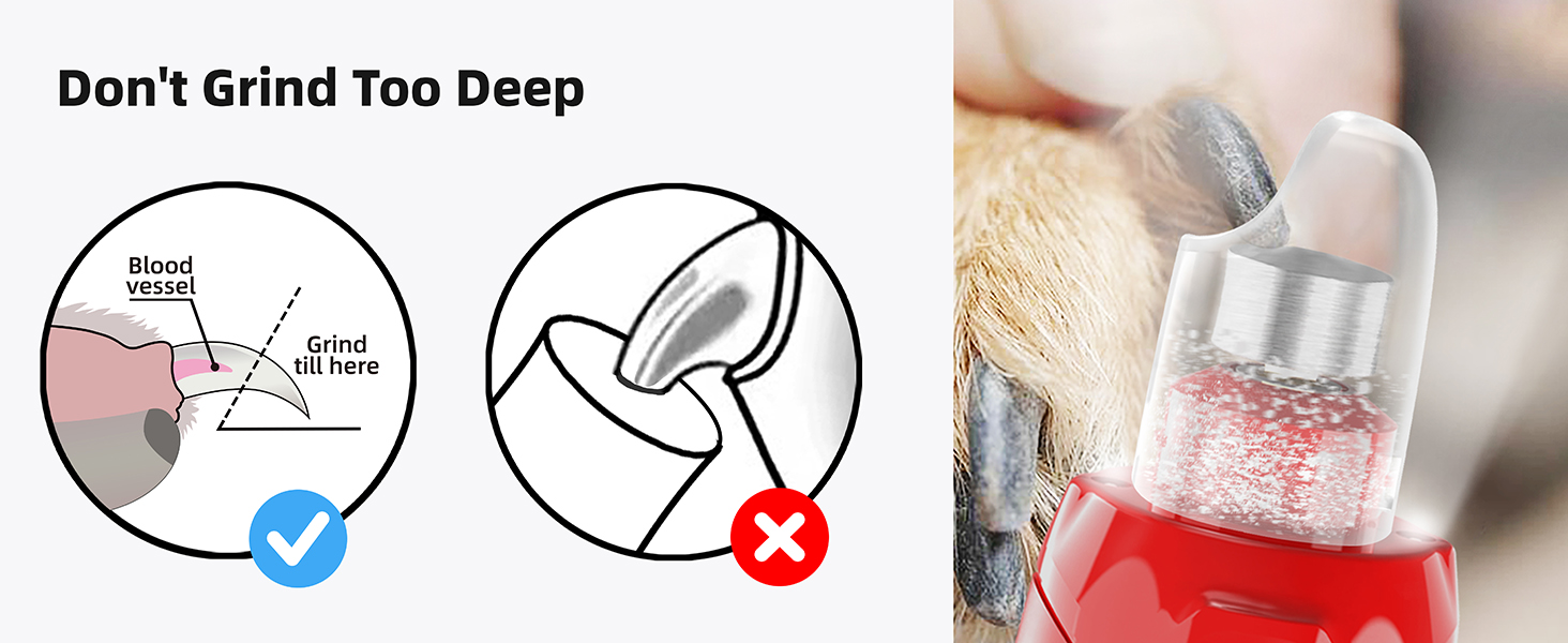 Електричний точило для кігтів собак Casfuy - 6 режимів, 45 дБ, з LED-підсвічуванням, для собак та котів великих, середніх та малих порід. Червоний