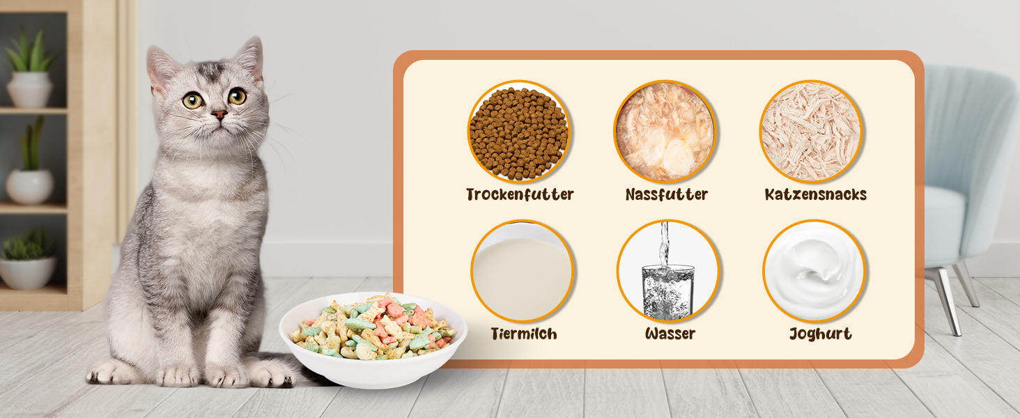 Набори мисок для котів з кераміки Katzennapf Set - 6 шт. Миски для корму для котів у мінімалістичному стилі, широкі, плоскі, зручні для вусів, мікрохвильові та придатні для миття в посудомийній машині, 250 мл, білі