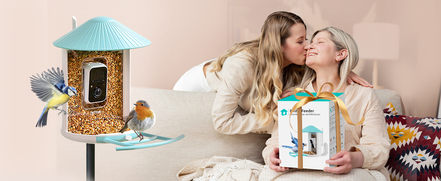 Розумна годівниця для птахів NETVUE Birdfy з камерою, Wi-Fi, нічним баченням, автоматичним записом відео, для спостереження за птахами