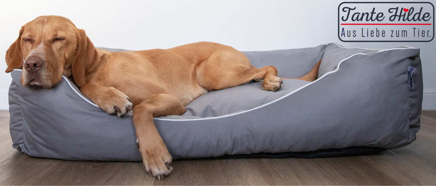 Набір для собак Tante Hilde Wangerooge: ліжко, кошик, подушка, ковдра. XXXL (120x90 см), коричневий. Підходить для німецьких вівчарок, ріджбеків та інших великих порід. Міцне, зручне, легко миється.