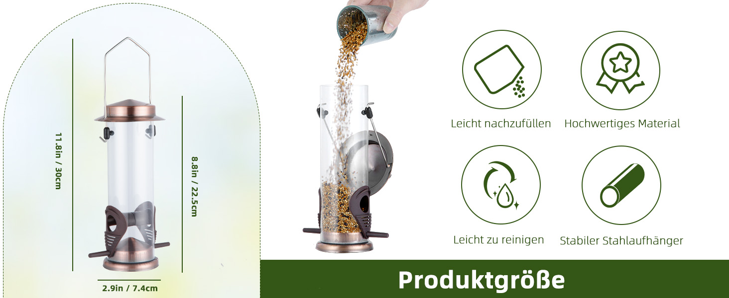 Годівниця для птахів MIXXIDEA з нержавіючої сталі, для саду та двору, 2 шт. (мідь)