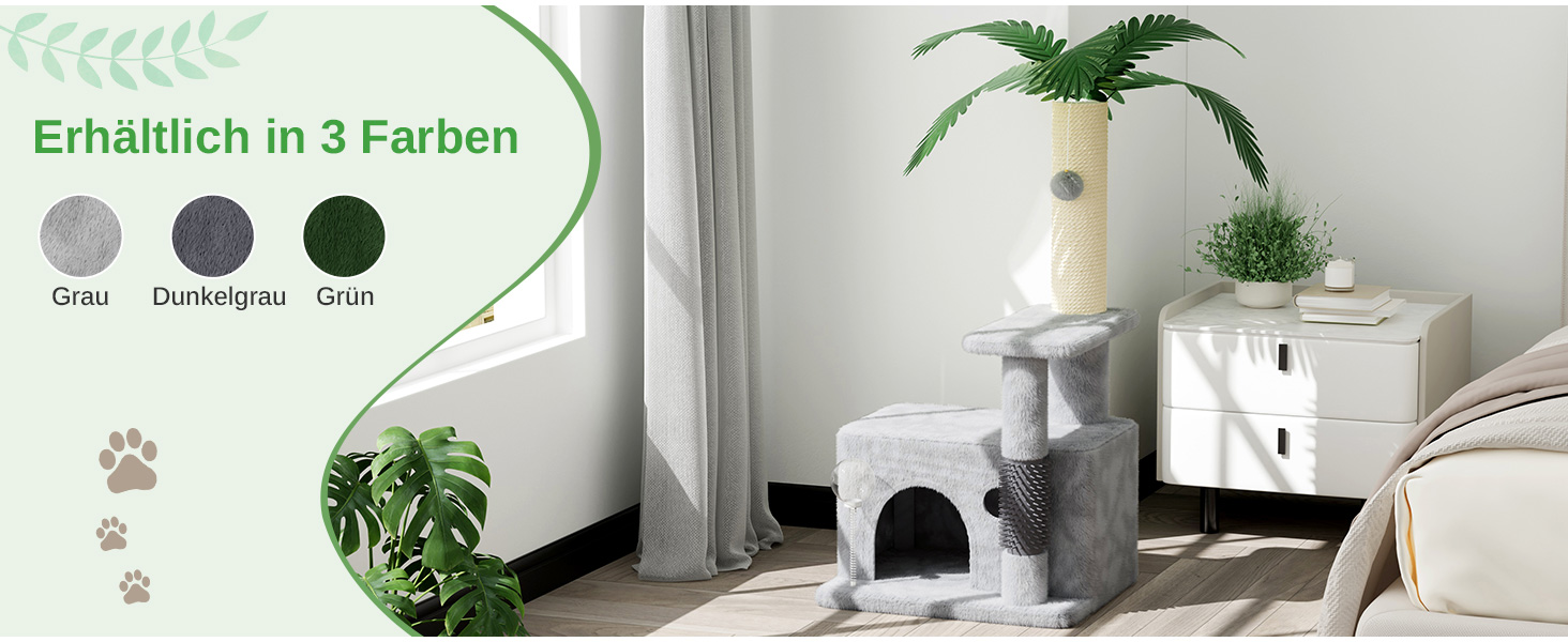 Кігтеточка Kratzbaum 90 см: кігтешкребок, будиночок та іграшки для котів (сірий)