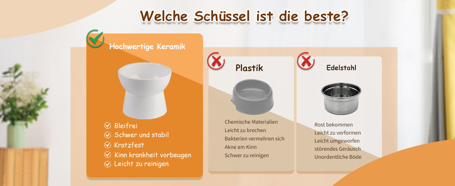 Набір мисок для котів з підняттям, кераміка, 3 шт. з антиковзною підкладкою, великі миски для їжі та води, білий