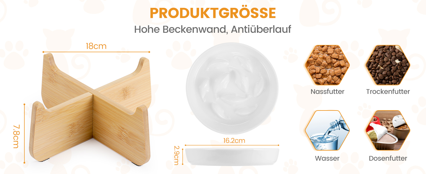 Миска для котів Happy Hachi з підняттям, керамічна, для повільного годування, протиковзаюча, для котів та маленьких собак (зелена)