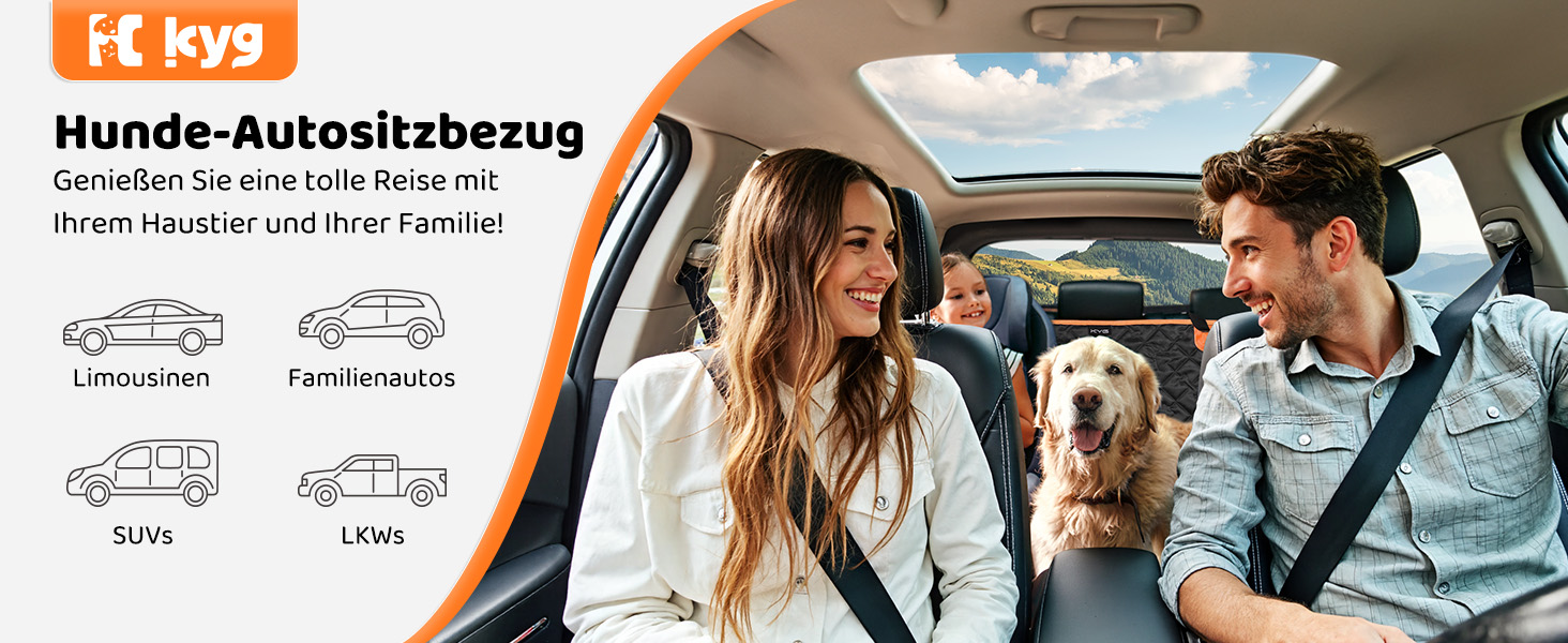 Захисний чохол на сидіння автомобіля для собак KYG, з кріпленням для собак, зносостійкий та водовідштовхуючий, 132x58x46 см