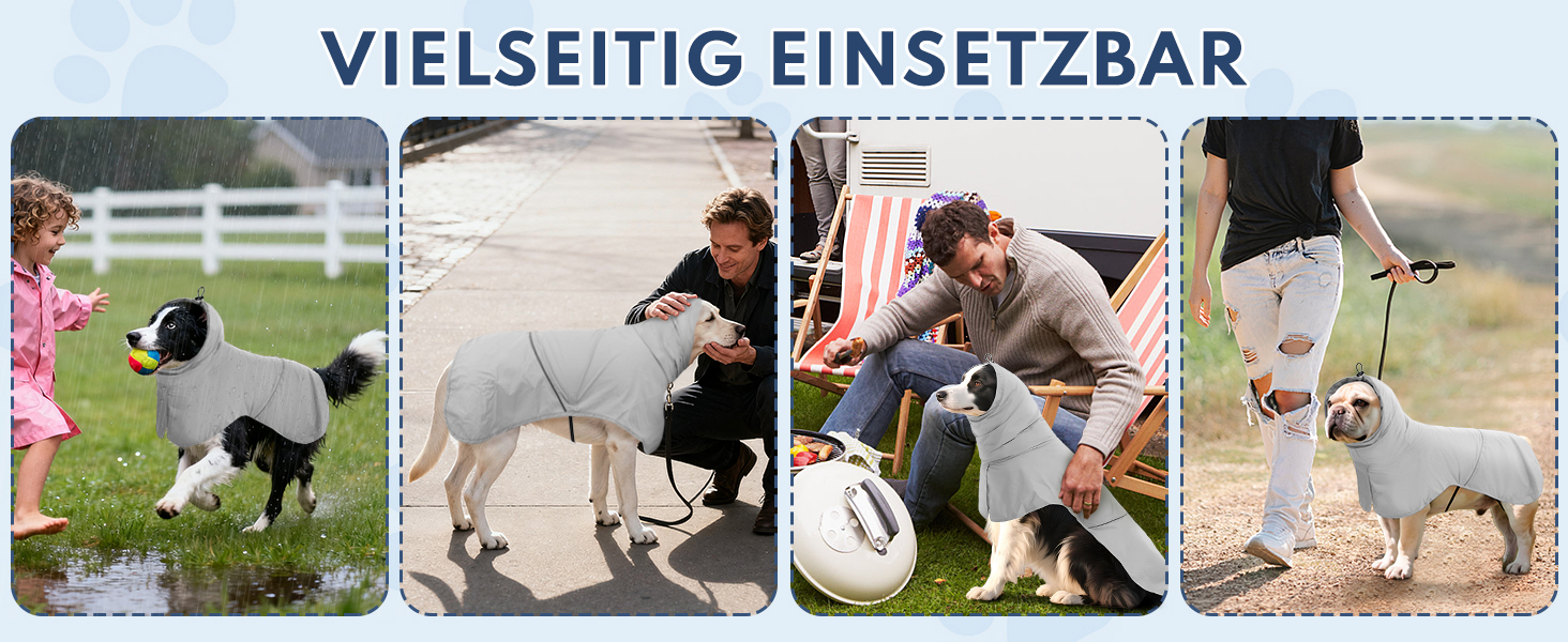 Водонепроникний дощовик для собак з світловідбиваючими смугами та отвором для повідка - дихаюча куртка для собак всіх розмірів, вітронепроникний та регульований (Сірий, L)