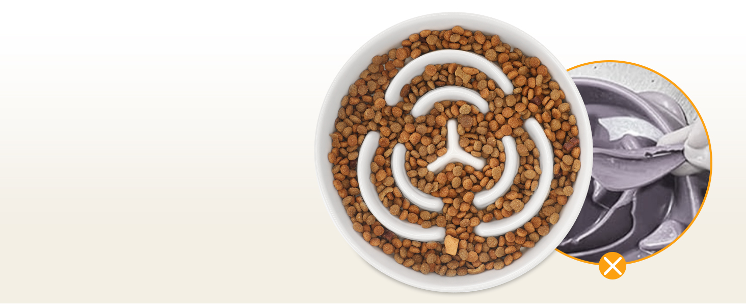 PETTOM Миска для собак протиковтання, кераміка, Ø 21 см, для великих та малих собак, Slow Feeder, білий