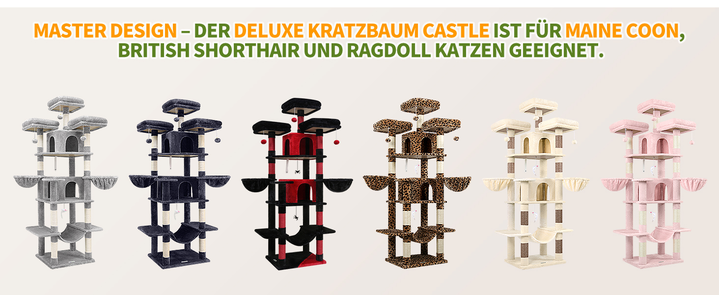 Розкішний котячий комплекс Globlazer 204 см з будиночками, гамаками та когтеточками - для великих котів та кількох котів