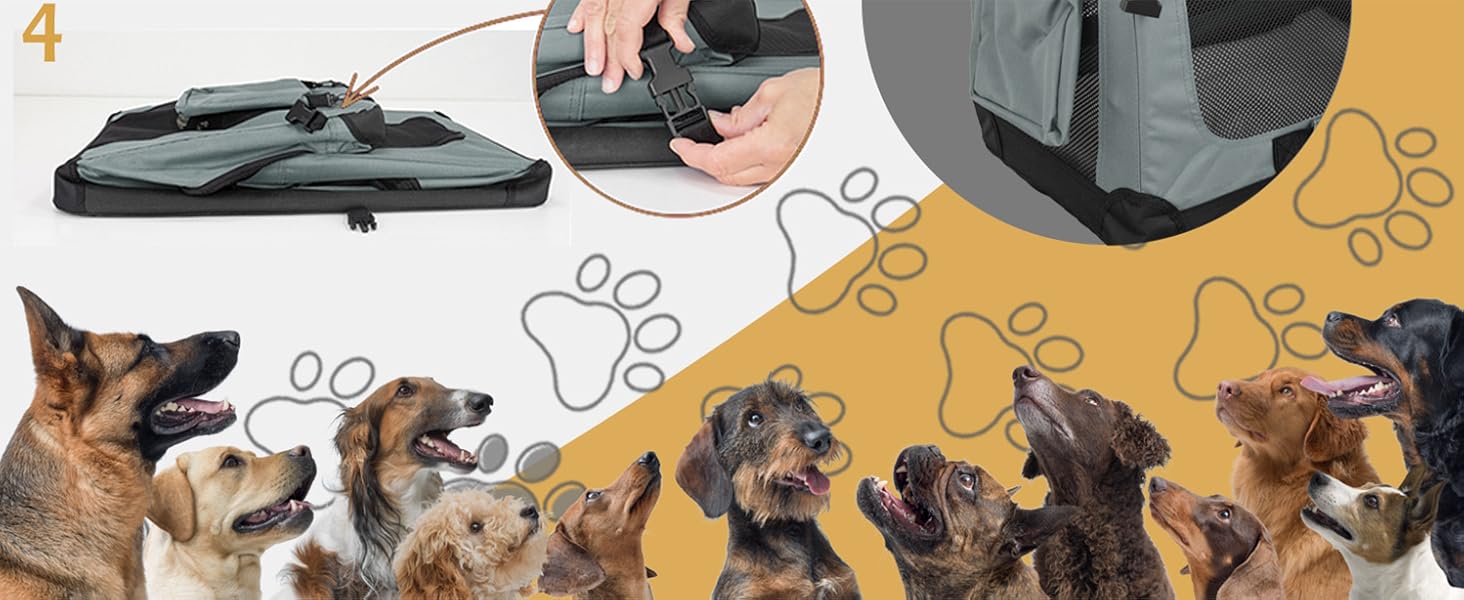 Складана переноска для собак та котів Petigi (Сірий, S, 50 x 35 x 36 см) - переноска для авто, сумка-ліжко