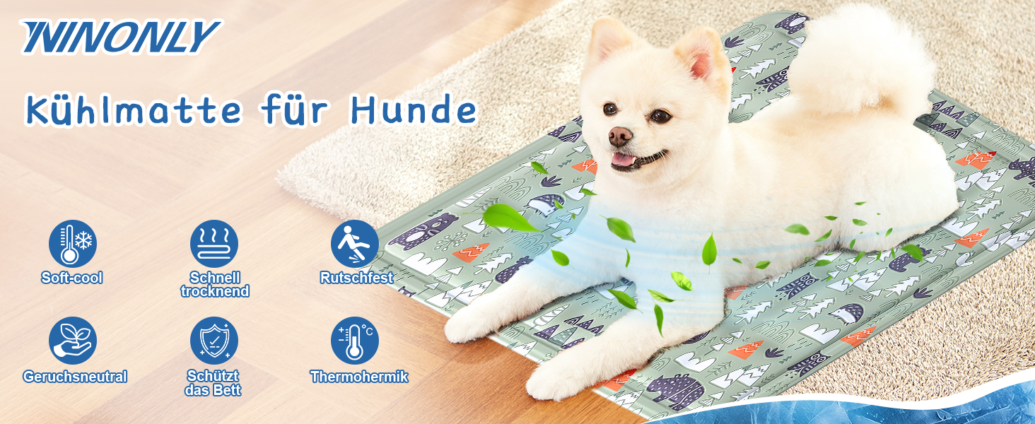Кühlmatte Hunde: Охолоджуючий килимок для собак та котів 50x65 см. Самоохолоджуючий, водовідштовхуючий, з нетоксичним гелем. Для дому та вулиці.