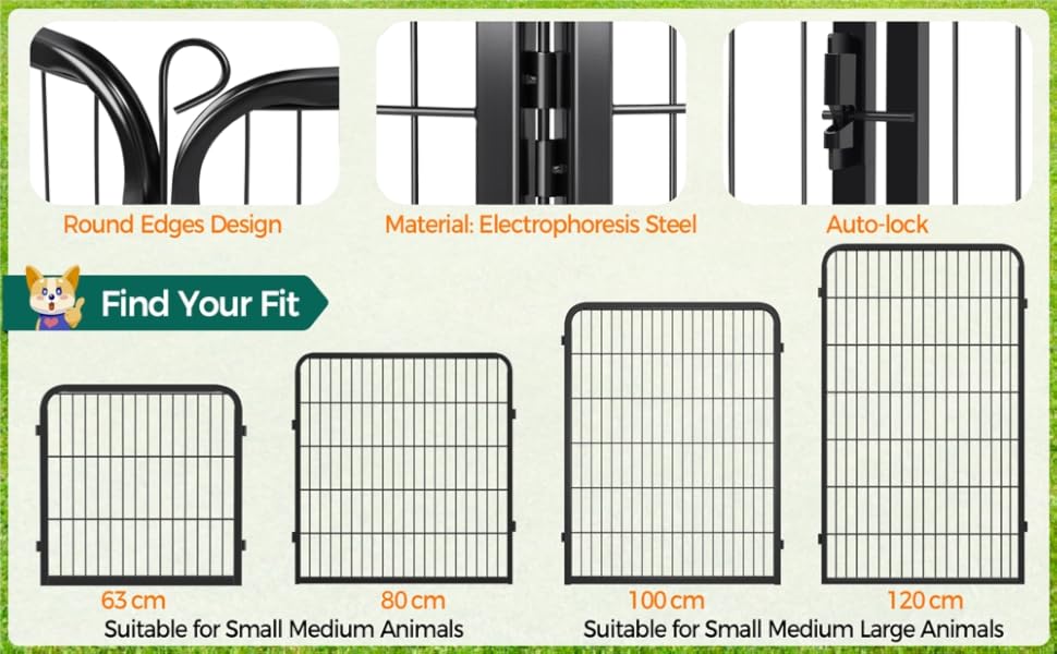 Клітка для цуценят Yaheetech, 12 секцій, 63 см, з 2 дверцятами, автоматичним замком, гнучка та складна, для дому та саду