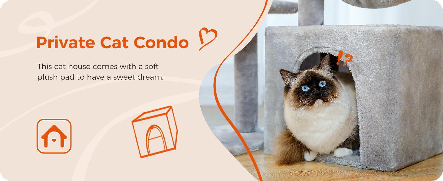 PAWZ Road Дерев'яний комплекс для котів з гамаком [73см], сірий. Дряпка для котів з сизалю, інтерактивна кулька, для дому