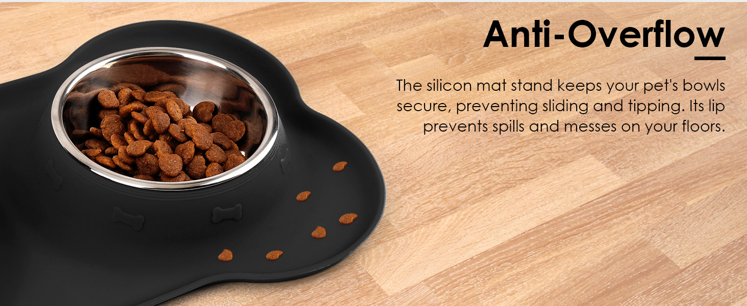 Набори мисок для собак CEASELESLY з нержавіючої сталі (2 x 400 мл) з підставкою з силікону, чорного кольору. Підходять для собак середніх та малих порід, кошенят та цуценят.