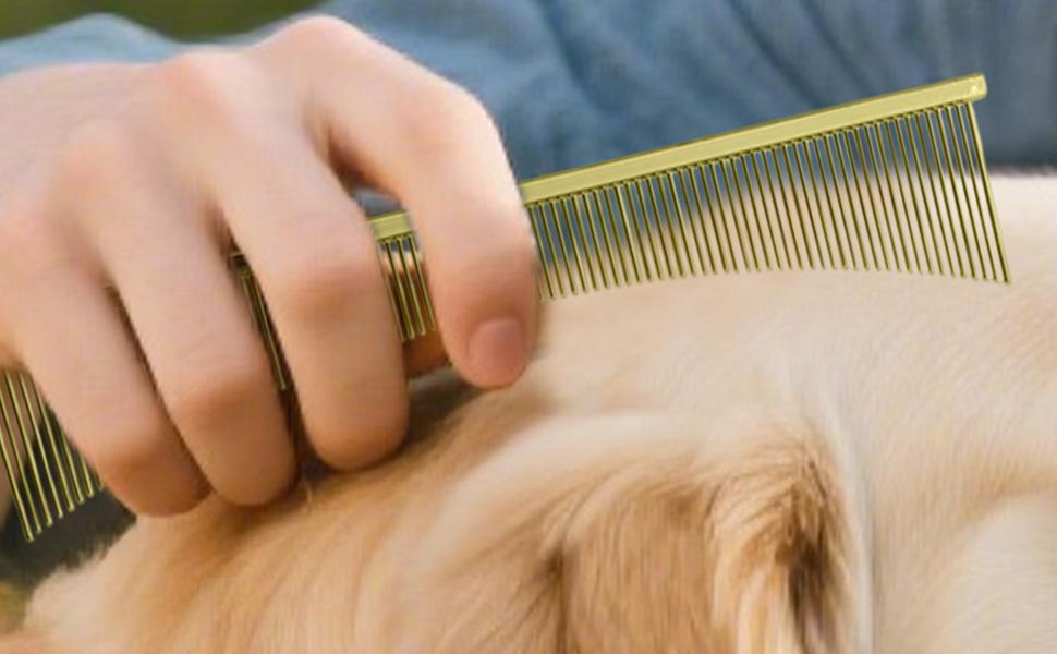 Гребінець для собак та котів Flohkamm - щітка для догляду за шерстю, для довгошерстих порід, щоденний догляд, після купання, для літніх тварин та цуценят, срібляста