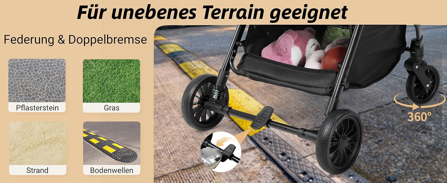 Візок для собак та котів MAMIZO, складний, до 20 кг, сірий