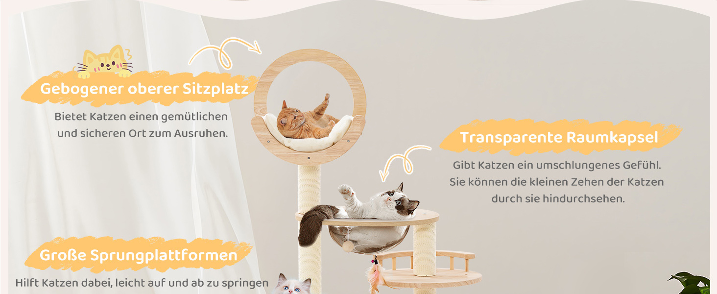 Дерев'яний кігтечка для котів COSTWAY Kaktus, 160 см, з будиночком, платформами, сизалевими стовпчиками, корзиною та іграшками