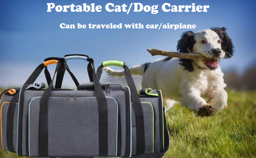 Транспортна сумка для котів та собак SHJOEE, розширювана, складана, сіра з блакитним, 48x30x31 см