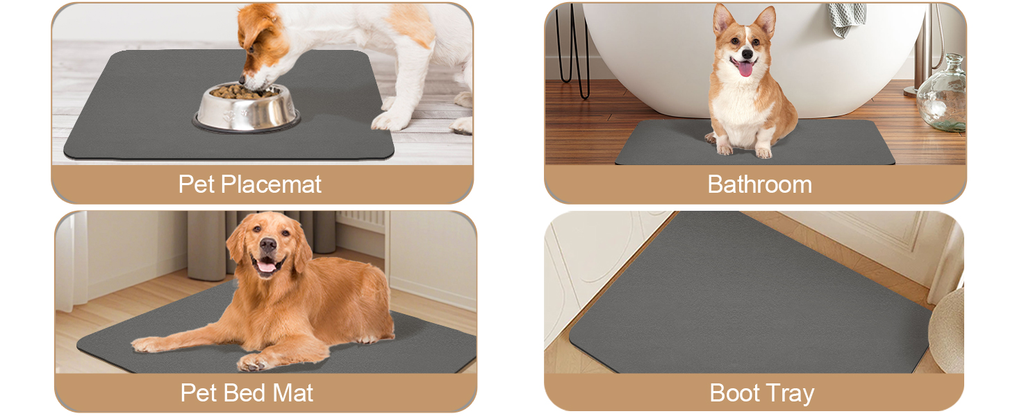 Підкладка під миску для собак та котів, нековзна, 40 x 60 см, сірий колір