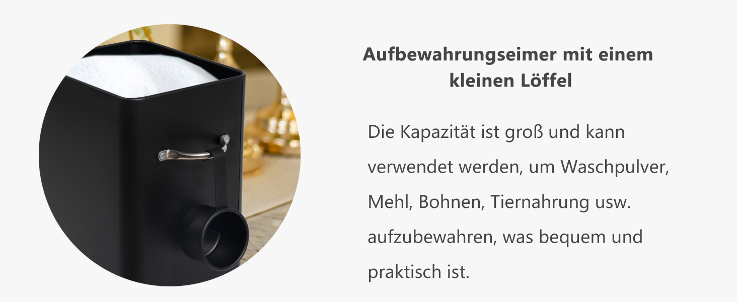 Контейнер для порошку Theo&Cleo 6.5L, металева коробка для порошку, корму для собак/кішок, кавових зерен (колір: вугілля)