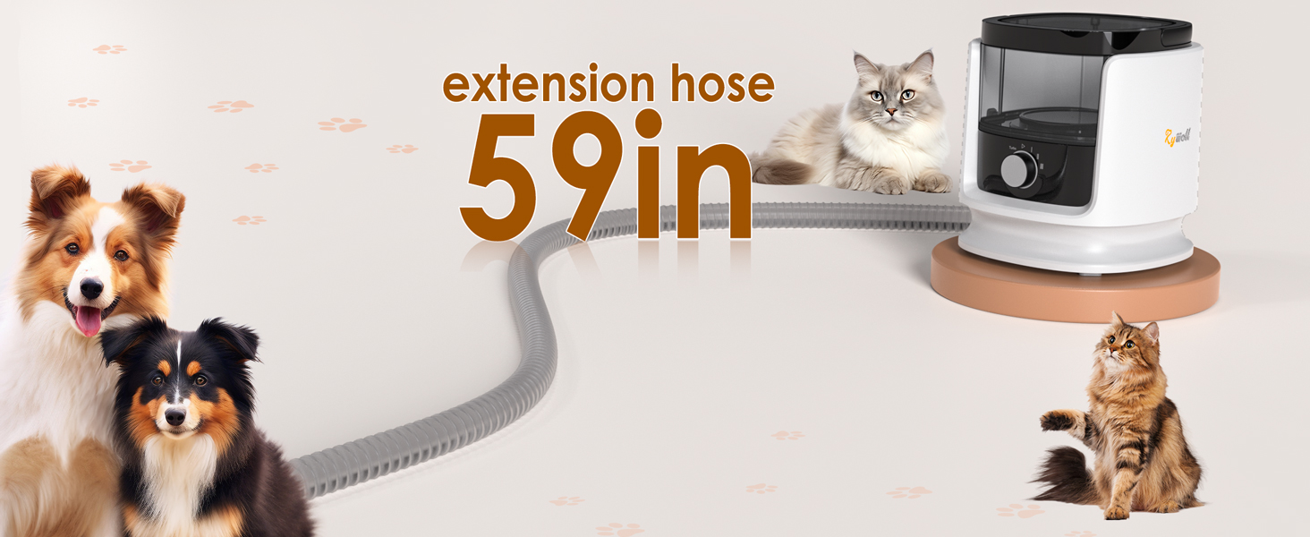 Rywell Професійна машинка для стрижки собак 4L з пилососом, 13000 Pa, 6 насадок для грумінгу, щітка для собак, пилосос для собак з щіткою, тиха