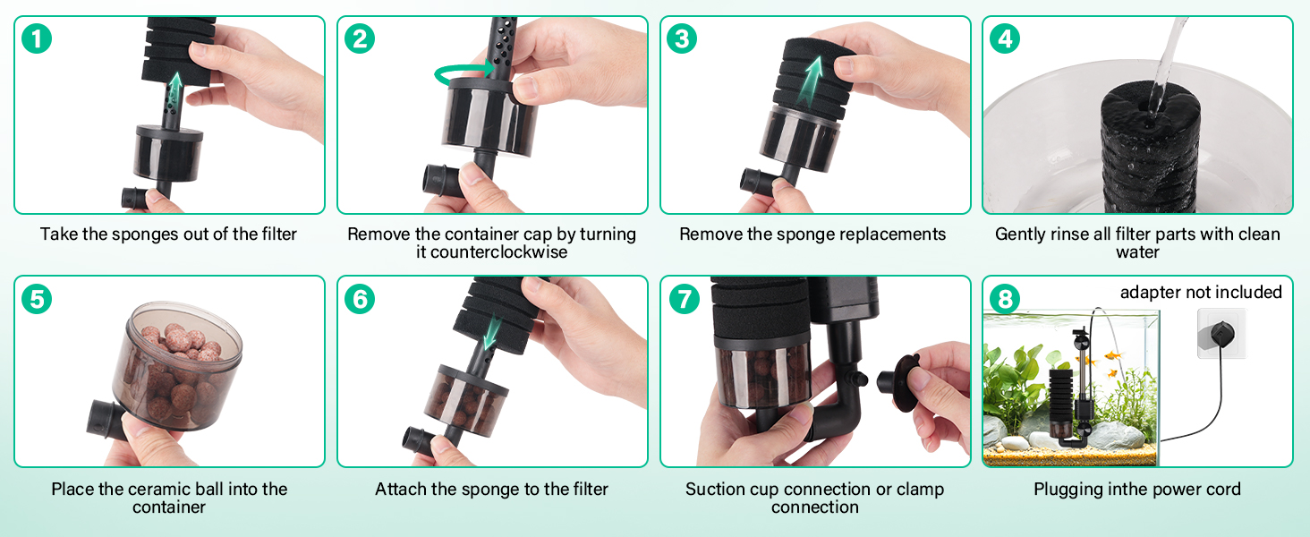 Електричний акваріумний фільтр Hygger USB, для акваріумів до 170л, тихий, з керамічними кульками