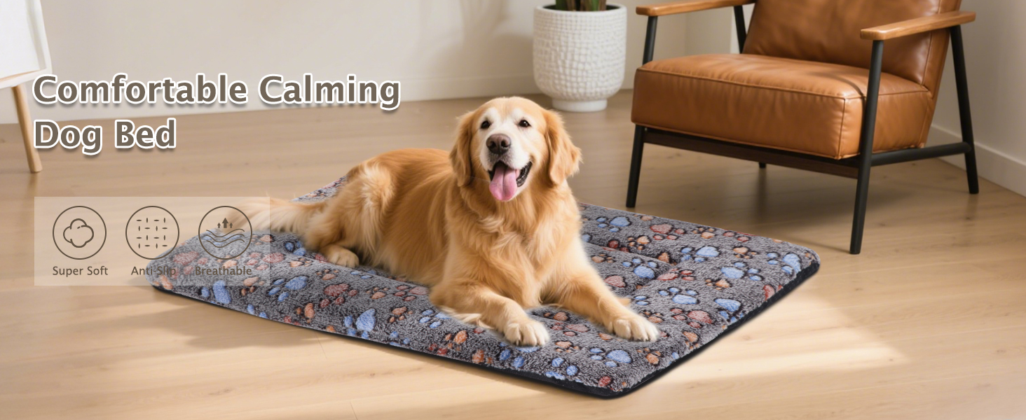 Ортопедичне ліжко для собак BVAGSS, миється, плюшеве, тепле, для собак маленьких, середніх та великих порід, XH083 (100x80 см, Колір: Кофе з лапками)