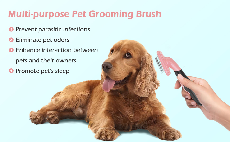 Щітка для собак PETPAWJOY: видалення шерсті, масаж, для малих порід, цуценят, Yorkie, Пудель, кроликів, котів, рожева