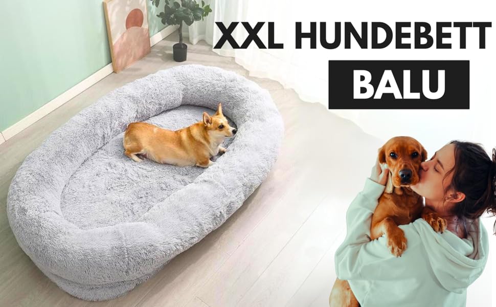 Ліжко для собак Noviclass® XXL 190 см | Ортопедичний матрац з Memory Foam | Зігріваюча ковдра та подушка | Сірий колір | Для великих собак