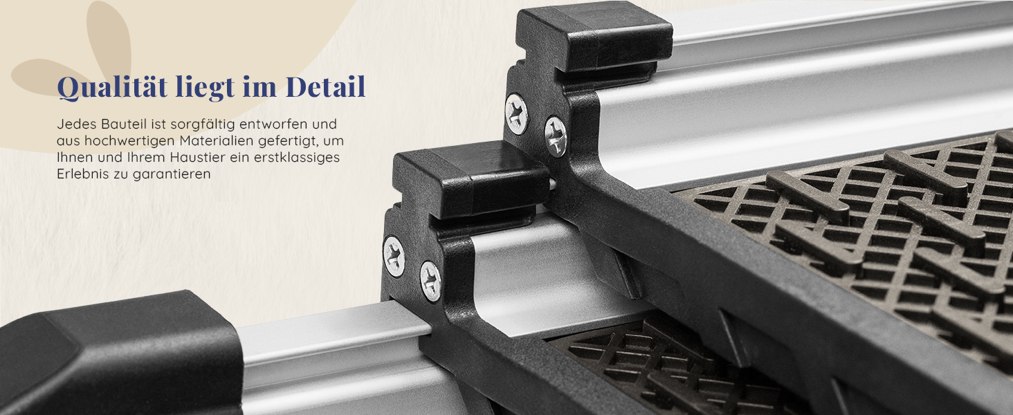 Рампа для собак у машину, складна, стабільна, до 90 кг, телескопічна, алюмінієва, для великих собак, з відбивачами, сірого кольору Shadow Gray