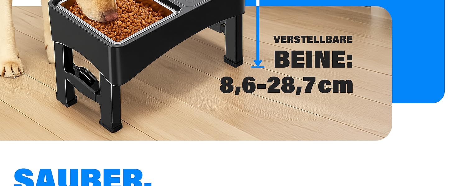 Підвищена годівниця для собак WS - 2-в-1 з регульованою висотою, анти-розливання, миска для корму та води без облизування (чорна)