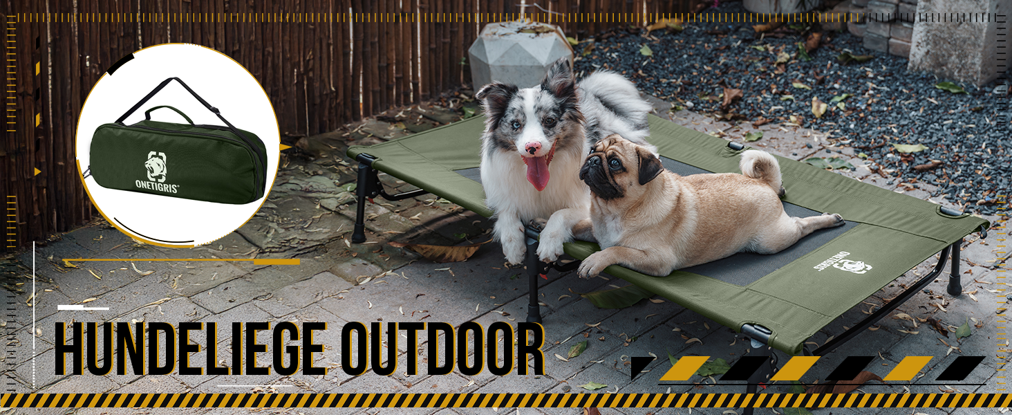 OneTigris лежанка для собак на відкритий простір, піднята лежанка 130x70 см, висота 21 см, швидке встановлення, стабільна, зручна та дихаюча. Лежанка для домашніх тварин для кемпінгу, котяче ліжко - (L, Зелений)