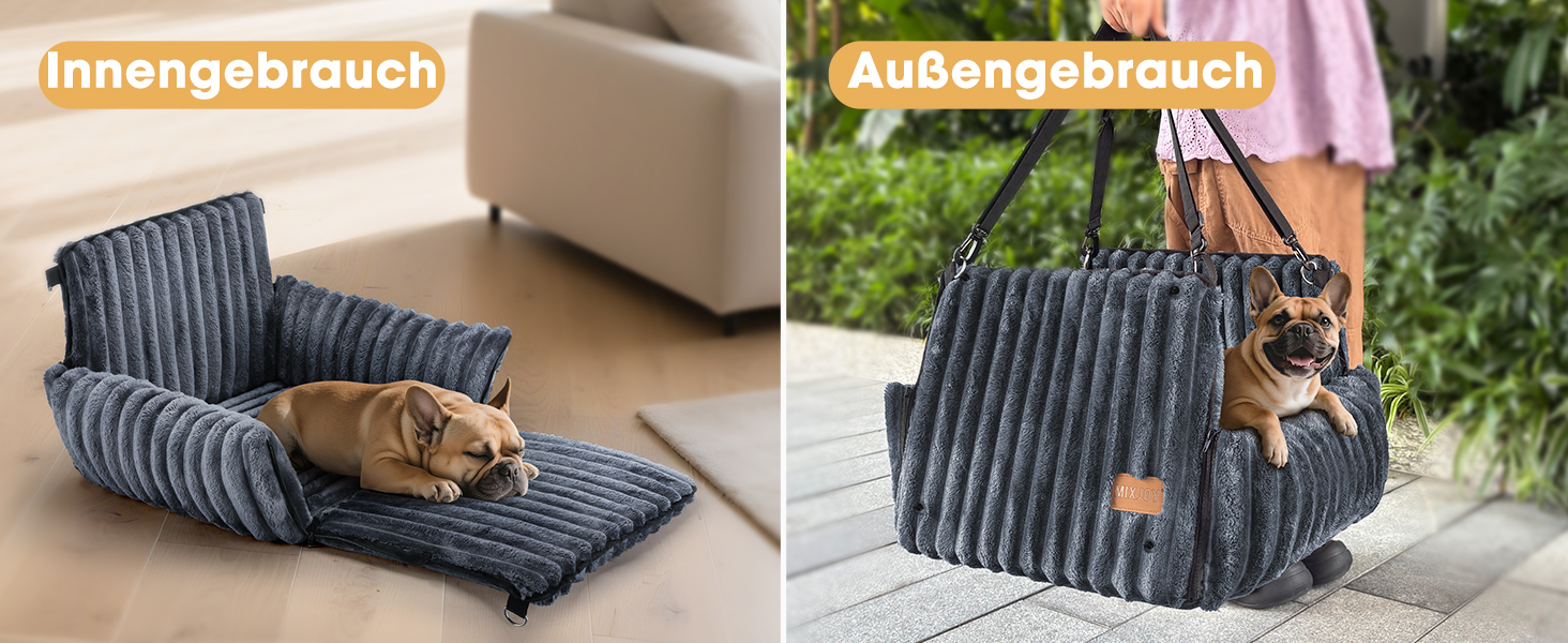 Автомобільне ліжко для собак MIXJOY: комфортне та безпечне місце для маленьких та середніх собак. Зручне кріплення, миється, з пам'яті-піни, сіре.