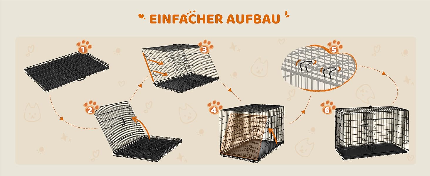 Клітка для собак Yaheetech 122x71x78 см, розкладна з перегородкою, 2 двері, чорна, для дому та транспортування