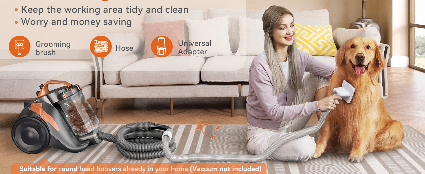 Насадка для пилососа Afloia для шерсті тварин: собака, кіт. Комплект для догляду за тваринами з подовжувачем та адаптером