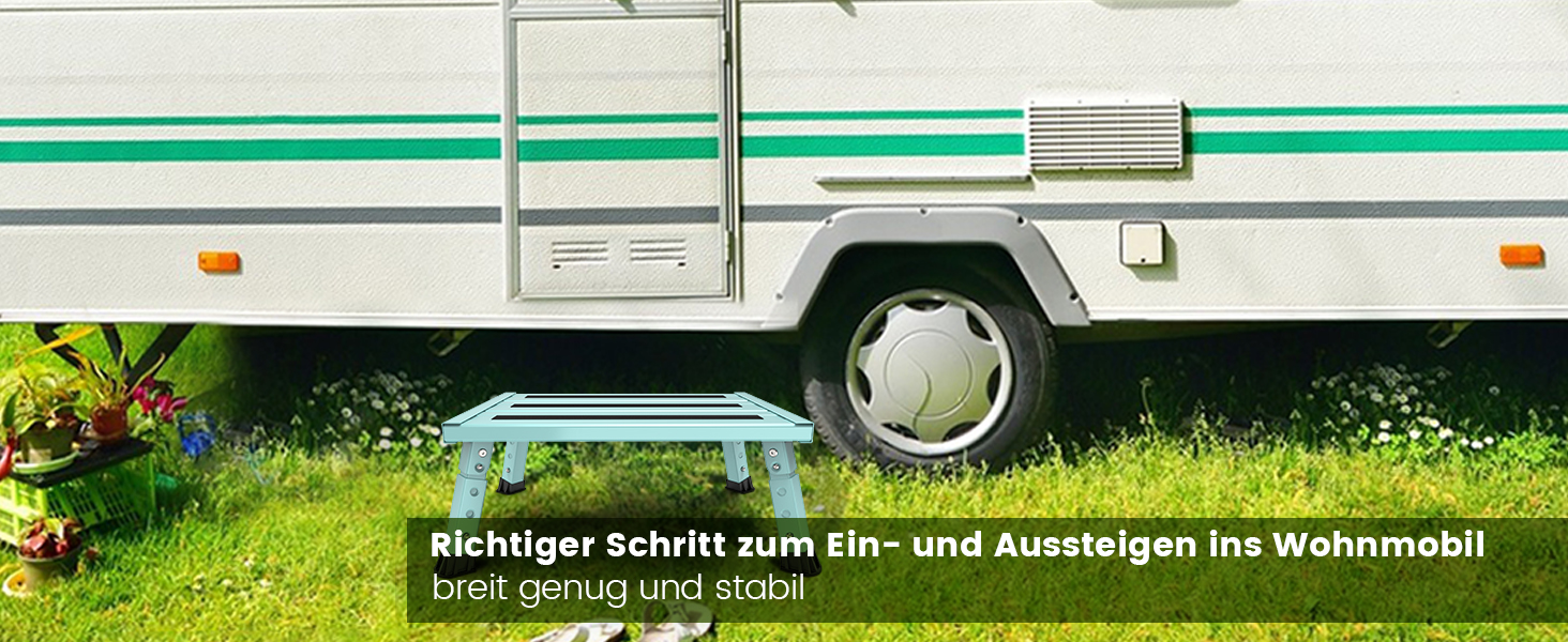 Алюмінієва розкладна сходинка-підставка, 300 кг, 3 сходинки, регульована висота, широка антиковзаюча поверхня, для автодому, саду та сходи для собак, легка та складна (зелена)