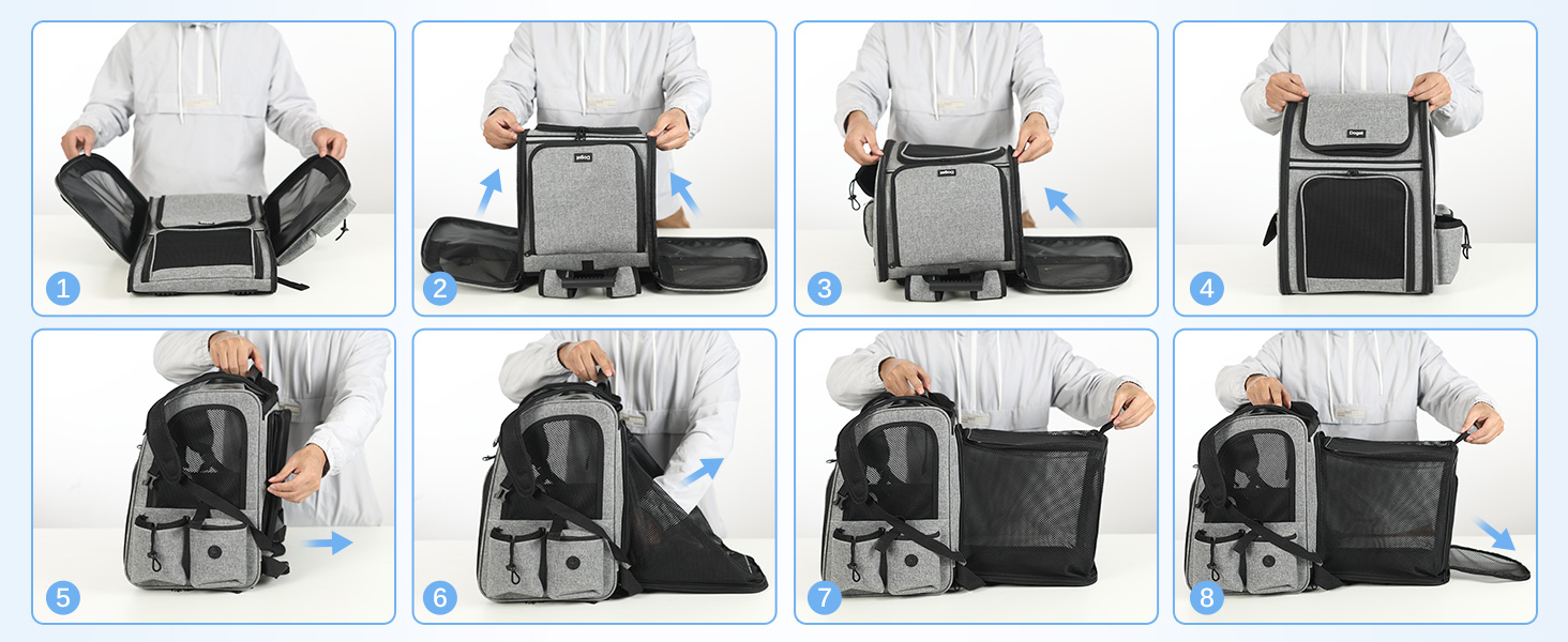 Рюкзак для кота/собаки Dogat: зручний та дихаючий рюкзак-переноска для подорожей, сірий