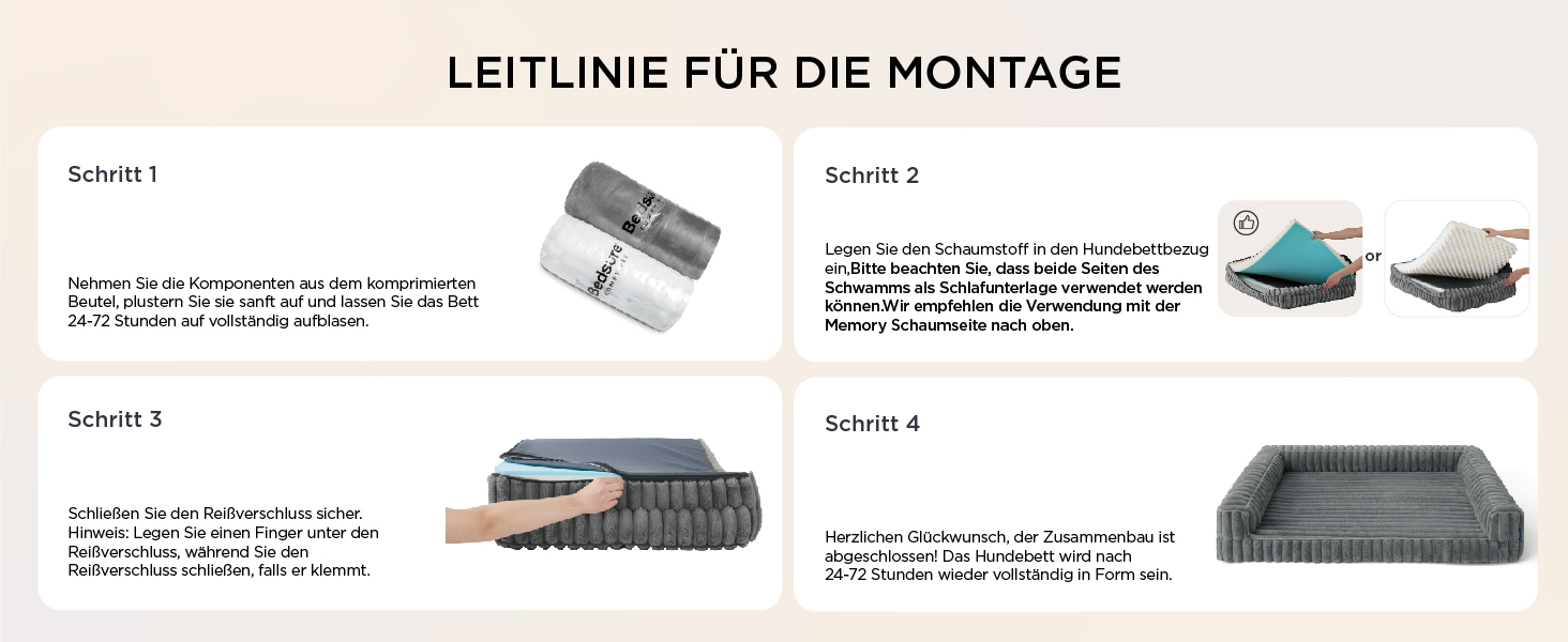 Ортопедичне ліжко для собак середніх порід BEDSURE - 76x51x16.5 см. Водонепроникне диванчик для собак з Memory Foam та Eierkarton-Schaum, знімний Cord-чехол, сірий.