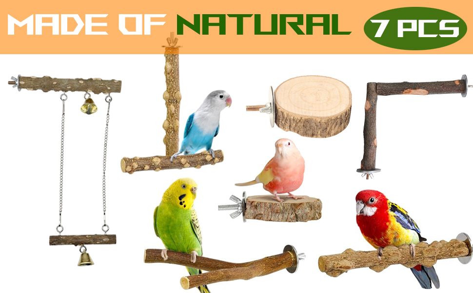 Набір з 9 дерев'яних перекладин Allazone для птахів, гойдалки для папуг, аксесуари для клітки (стиль 4)