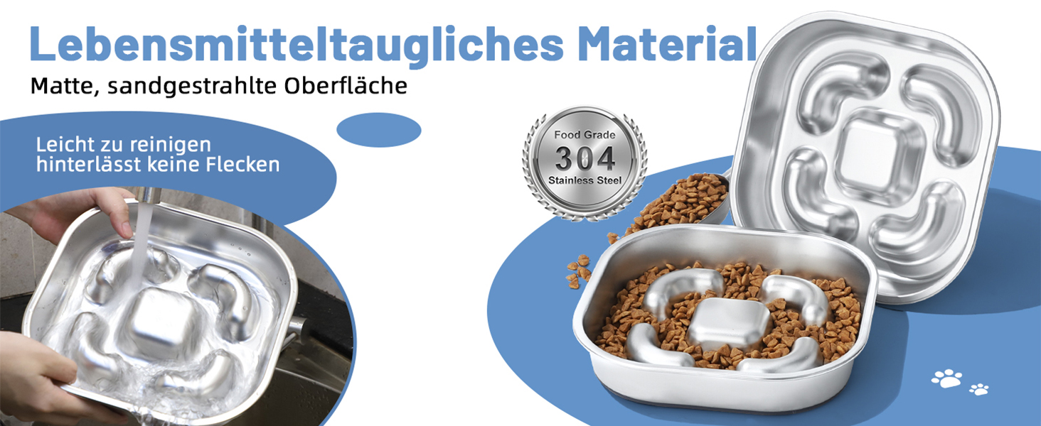 Антислизька годівниця для собак Nayelf з нержавіючої сталі 304, з силіконовим дном, 23*23*4.5 см