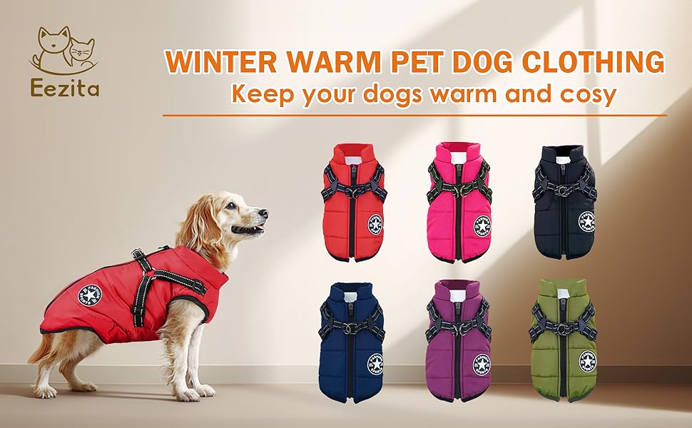 Водонепроникний жилет для собак на осінь/зиму, для цуценят та середніх порід, відбиваючий, з кріпленням для повірця, блакитний