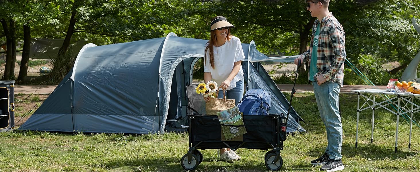 TIMBER RIDGE XXL: Садовий візок-трансформер з кишенями та тримачем для напоїв, для всіх типів місцевості, чорний