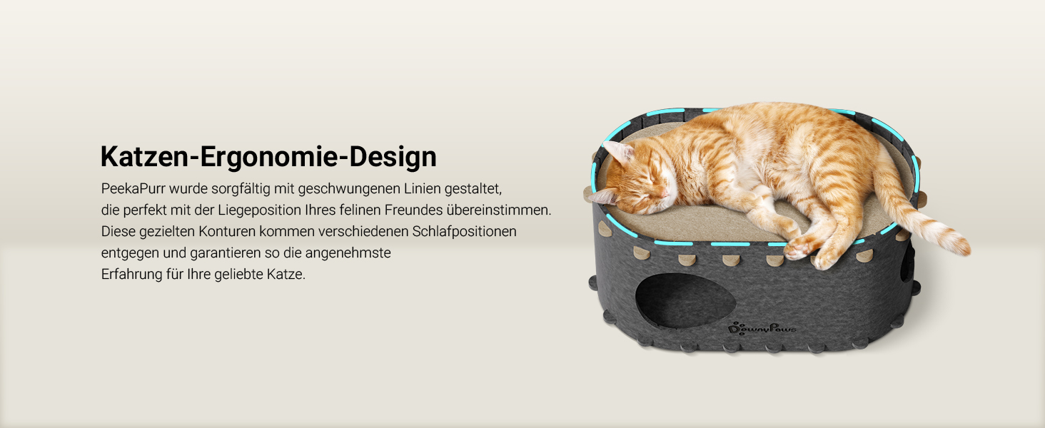 Кігтеточка-будиночок для котів DownyPaws з фетру, 2-ярусна, 50 x 33 x 50 см, сірий (1 шт.)